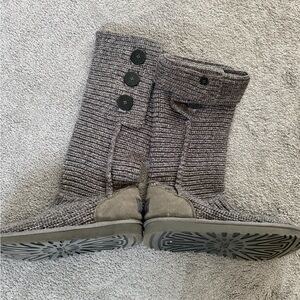 UGG Charcoal Knit Boots with Button Accent